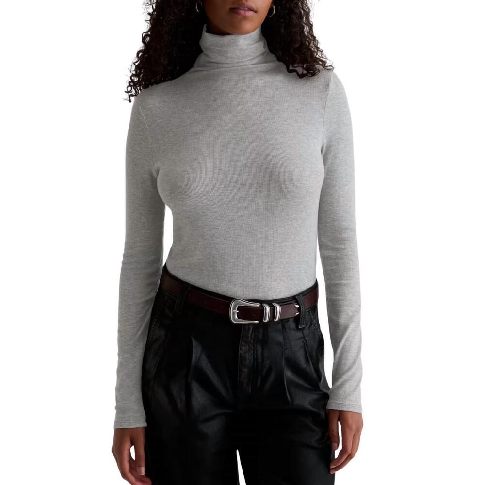 NEW AG JEANS chels turtleneck top in heather grey